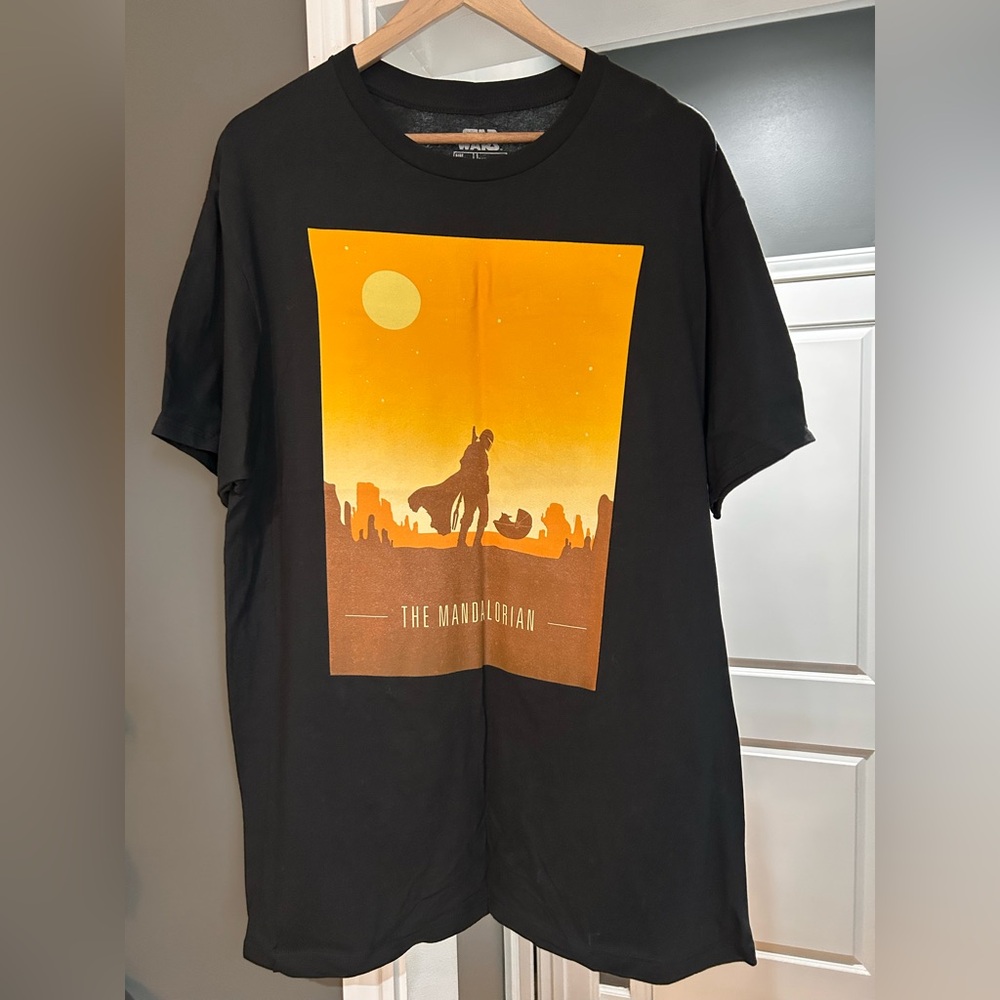 Star Wars Black Tee with Yellow Mandalorian Graphic